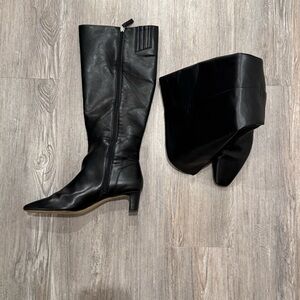 Black Leather Knee-High Boots